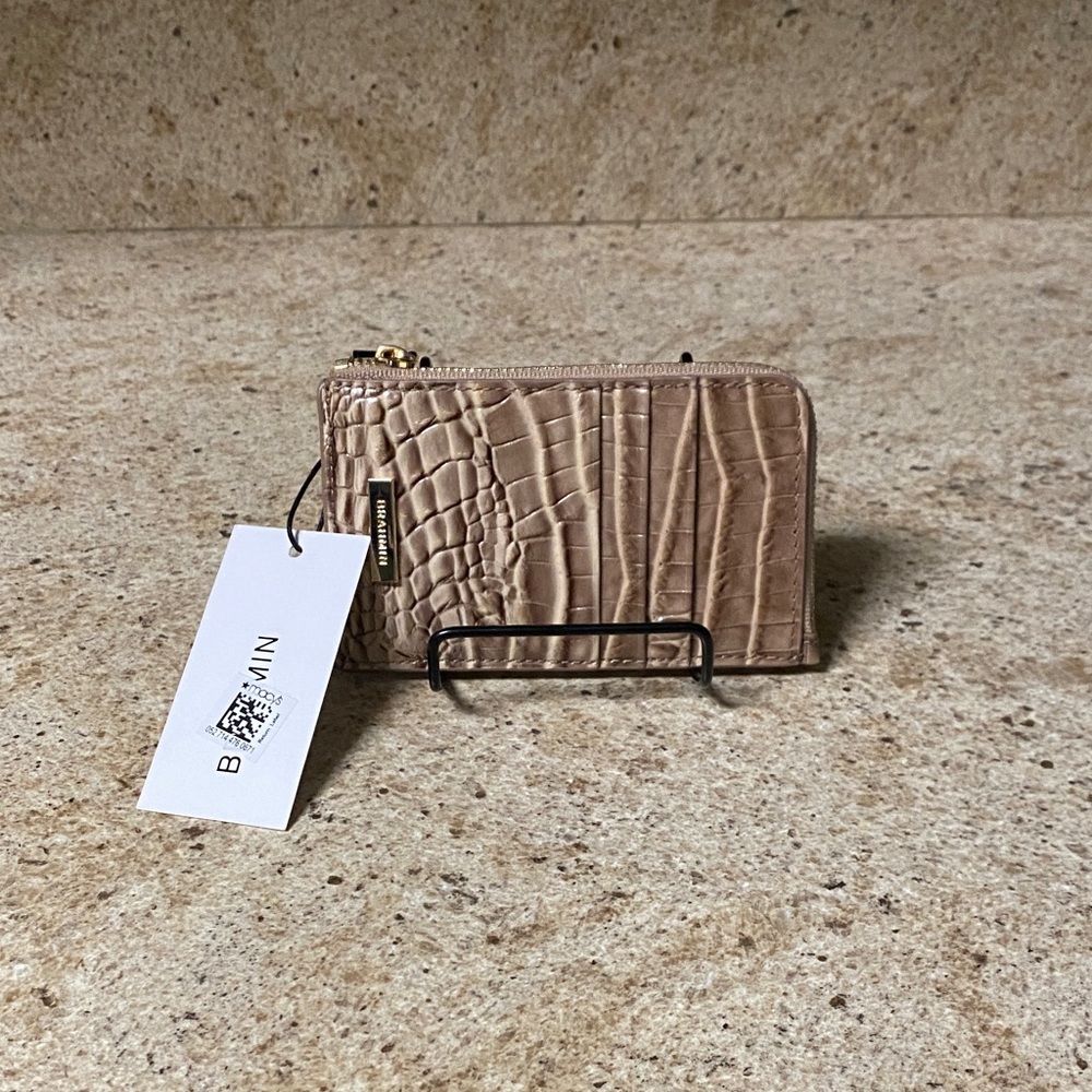 Brahmin Croc-Embossed Beige Wallet